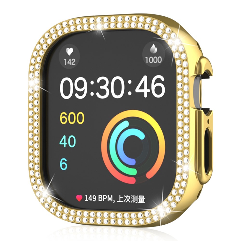 Decory műanyag, rácsatlakoztatható tok strasszokkal az Apple Watch Ultra 4/3/2/1 49 mm-es modellhez – arany