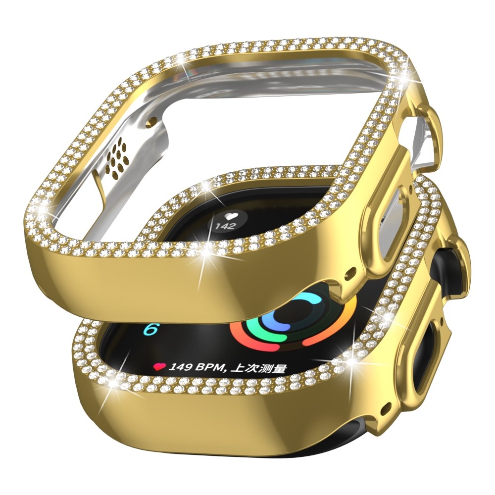 Decory műanyag, rácsatlakoztatható tok strasszokkal az Apple Watch Ultra 4/3/2/1 49 mm-es modellhez – arany