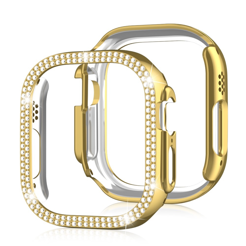 Decory műanyag, rácsatlakoztatható tok strasszokkal az Apple Watch Ultra 4/3/2/1 49 mm-es modellhez – arany