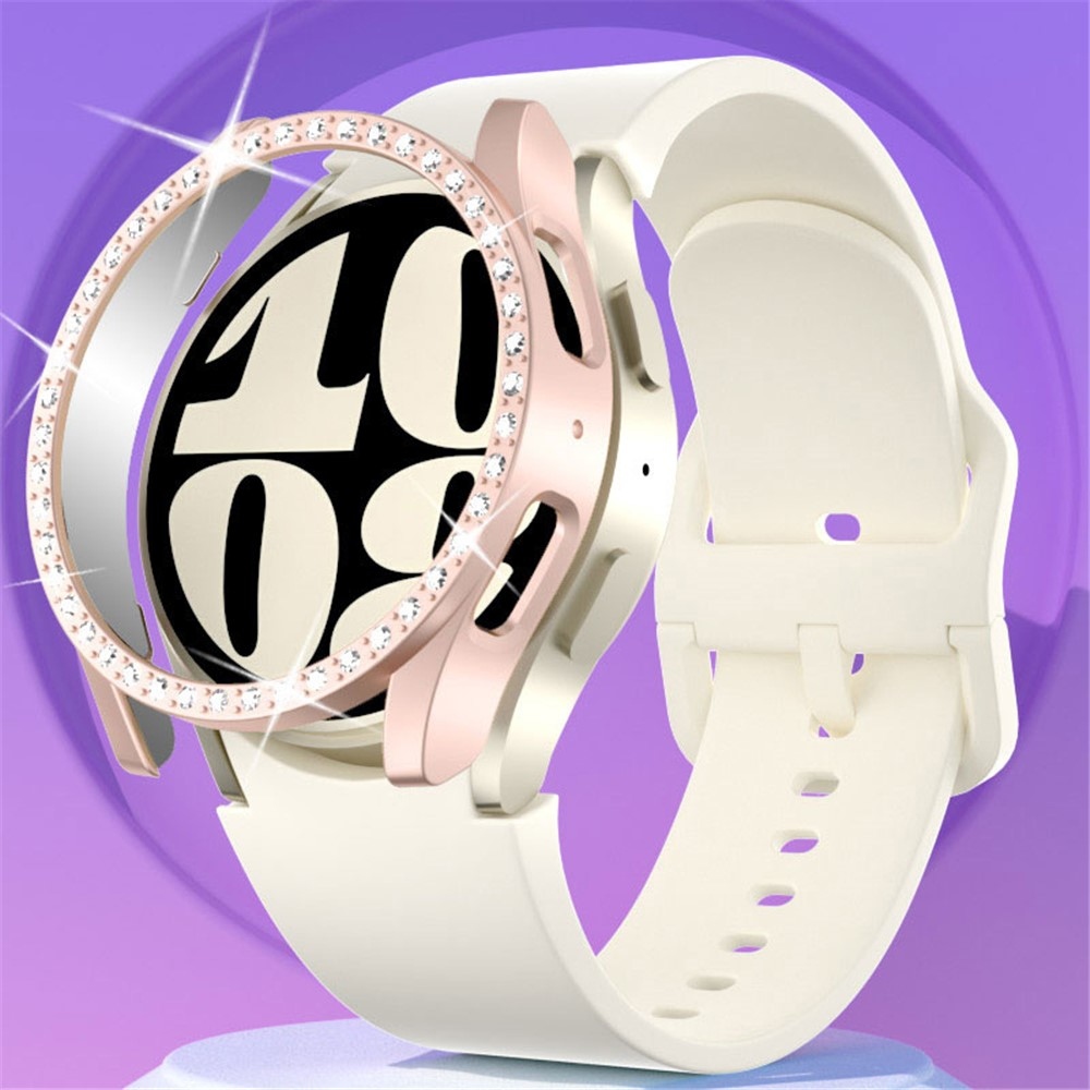 Decory műanyag, rácsatlakoztatható tok strasszokkal a Samsung Galaxy Watch7 40 mm-es modellhez – rózsaszín