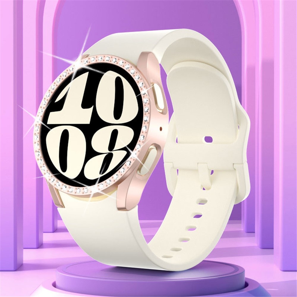 Decory műanyag, rácsatlakoztatható tok strasszokkal a Samsung Galaxy Watch7 40 mm-es modellhez – rózsaszín