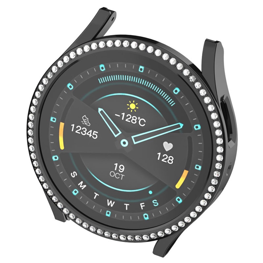 Decory műanyag, rácsatlakoztatható tok strasszokkal a Samsung Galaxy Watch7 44 mm-es modellhez – fekete