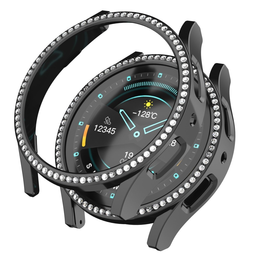 Decory műanyag, rácsatlakoztatható tok strasszokkal a Samsung Galaxy Watch7 44 mm-es modellhez – fekete