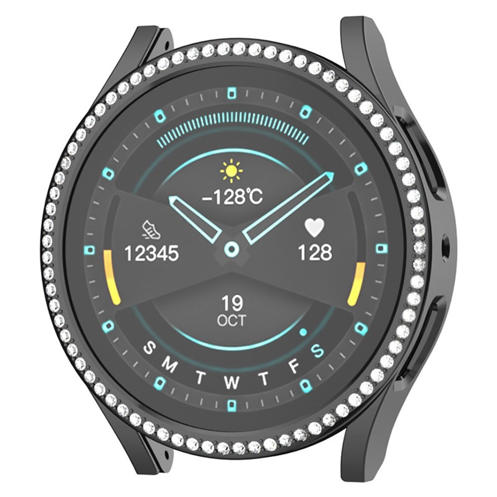 Decory műanyag, rácsatlakoztatható tok strasszokkal a Samsung Galaxy Watch7 44 mm-es modellhez – fekete