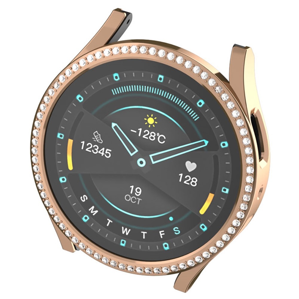 Decory műanyag, rácsatlakoztatható tok strasszokkal a Samsung Galaxy Watch7 44 mm-es modellhez – rózsaszín-arany