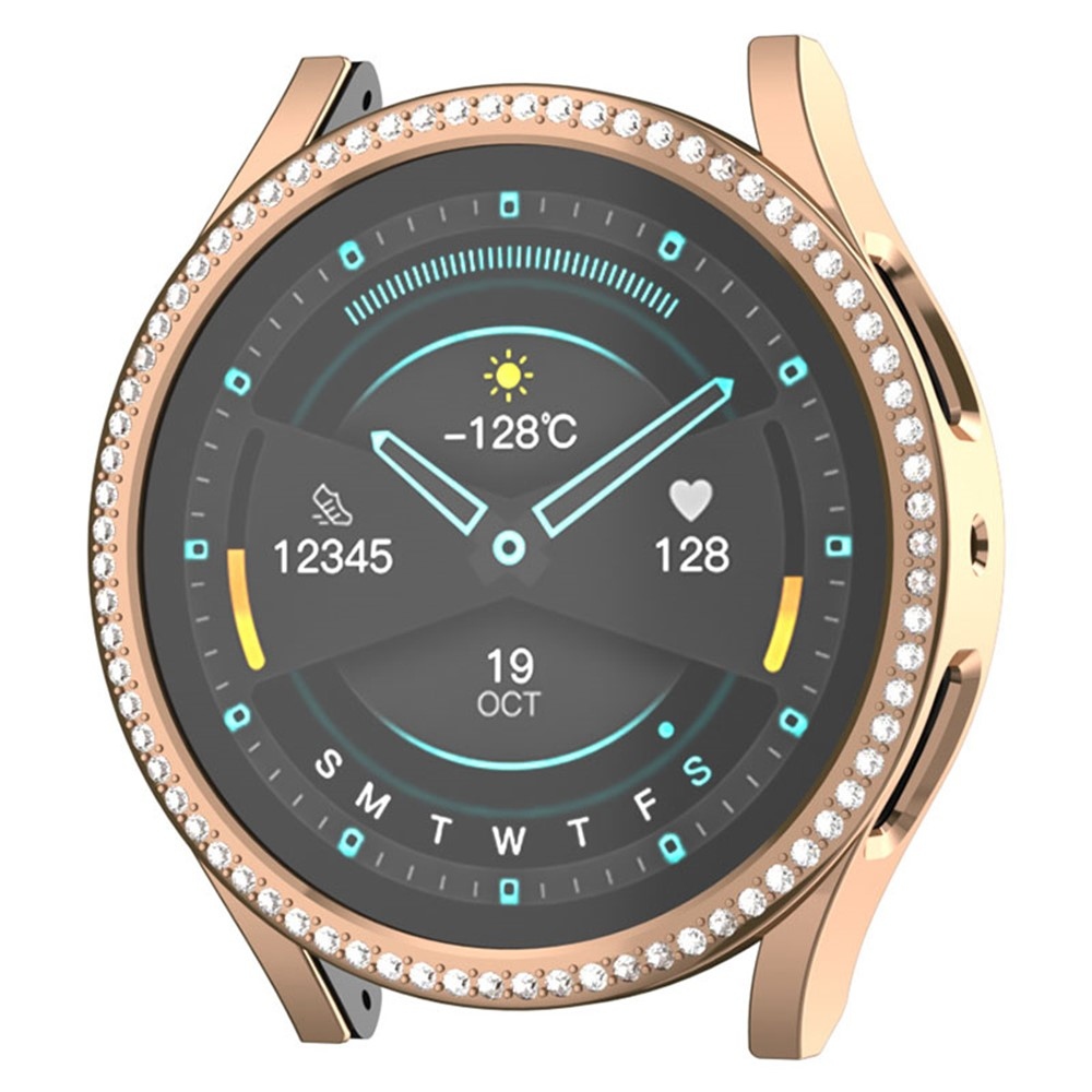 Decory műanyag, rácsatlakoztatható tok strasszokkal a Samsung Galaxy Watch7 44 mm-es modellhez – rózsaszín-arany