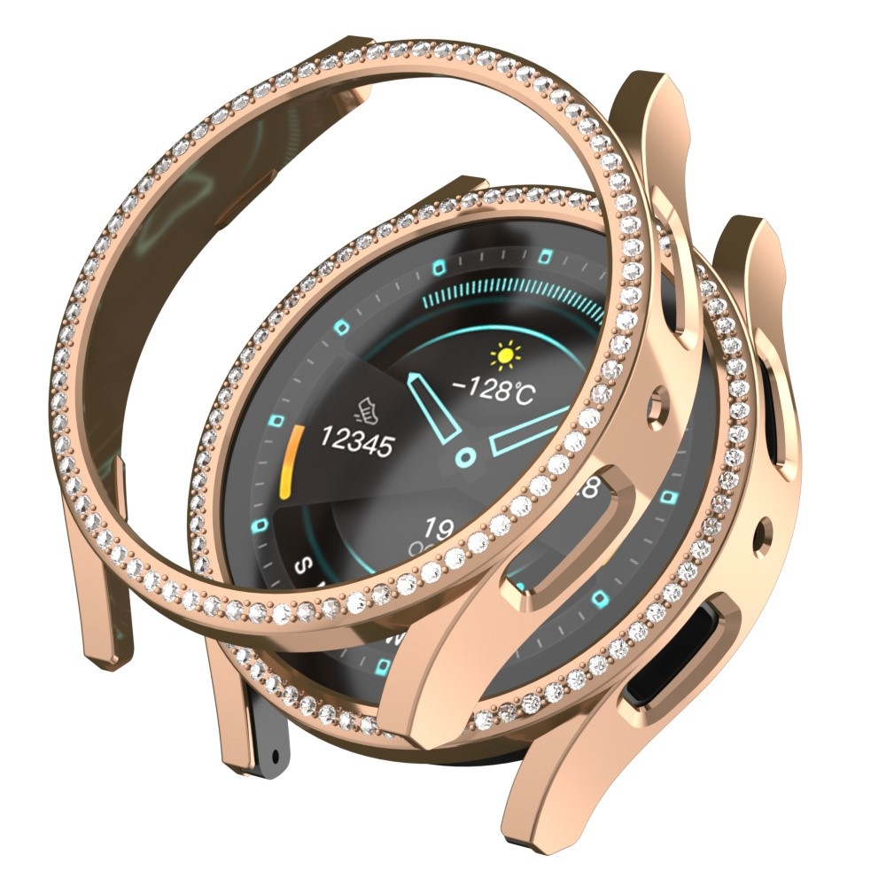 Decory műanyag, rácsatlakoztatható tok strasszokkal a Samsung Galaxy Watch7 44 mm-es modellhez – rózsaszín-arany