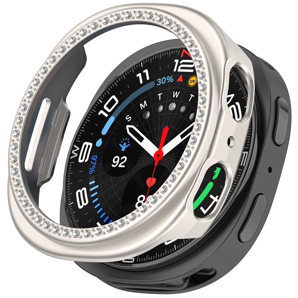 Decory műanyag, ráilleszthető tok strasszokkal a Samsung Galaxy Watch9 40 mm-es modellhez – bézs