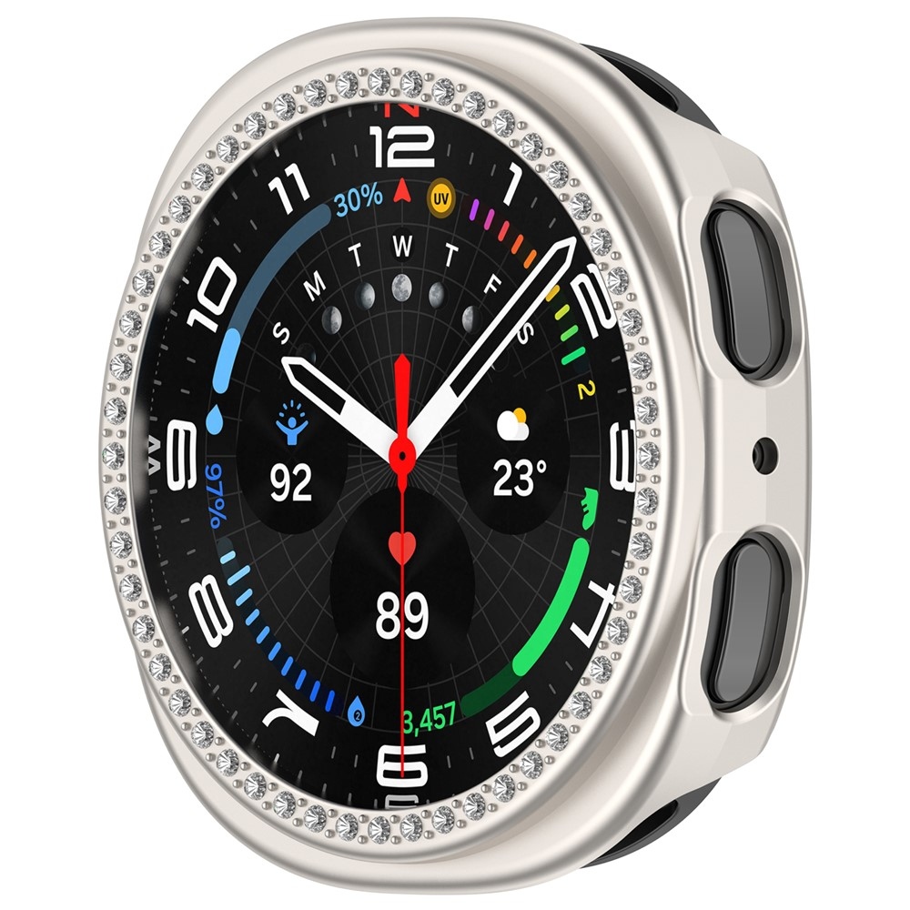 Decory műanyag, ráilleszthető tok strasszokkal a Samsung Galaxy Watch9 40 mm-es modellhez – bézs