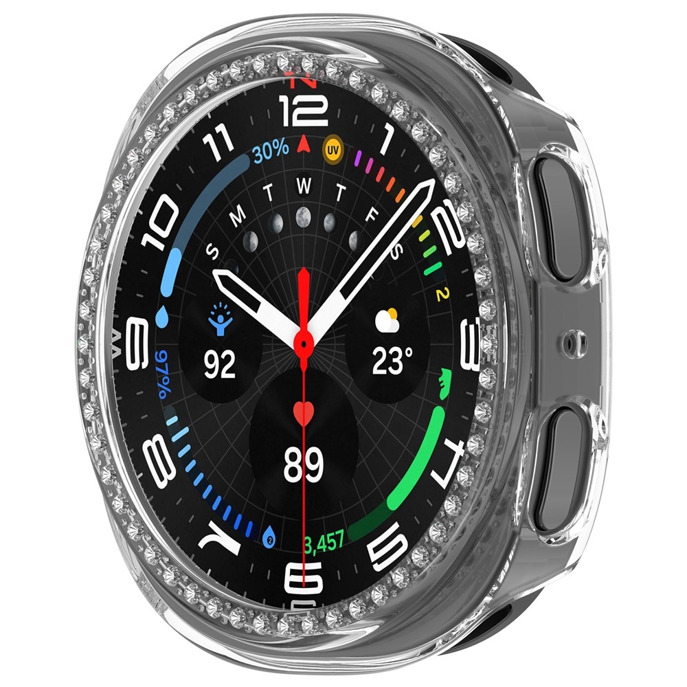 Decory műanyag, strasszokkal díszített felcsatolható tok a Samsung Galaxy Watch9 40 mm-es modellhez – átlátszó