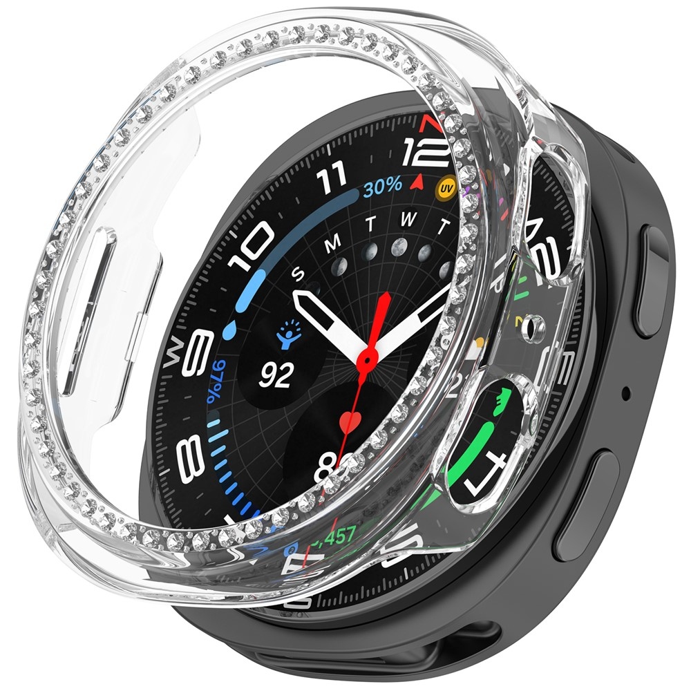 Decory műanyag, strasszokkal díszített felcsatolható tok a Samsung Galaxy Watch9 40 mm-es modellhez – átlátszó
