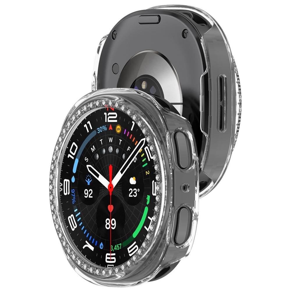 Decory műanyag, strasszokkal díszített felcsatolható tok a Samsung Galaxy Watch9 40 mm-es modellhez – átlátszó