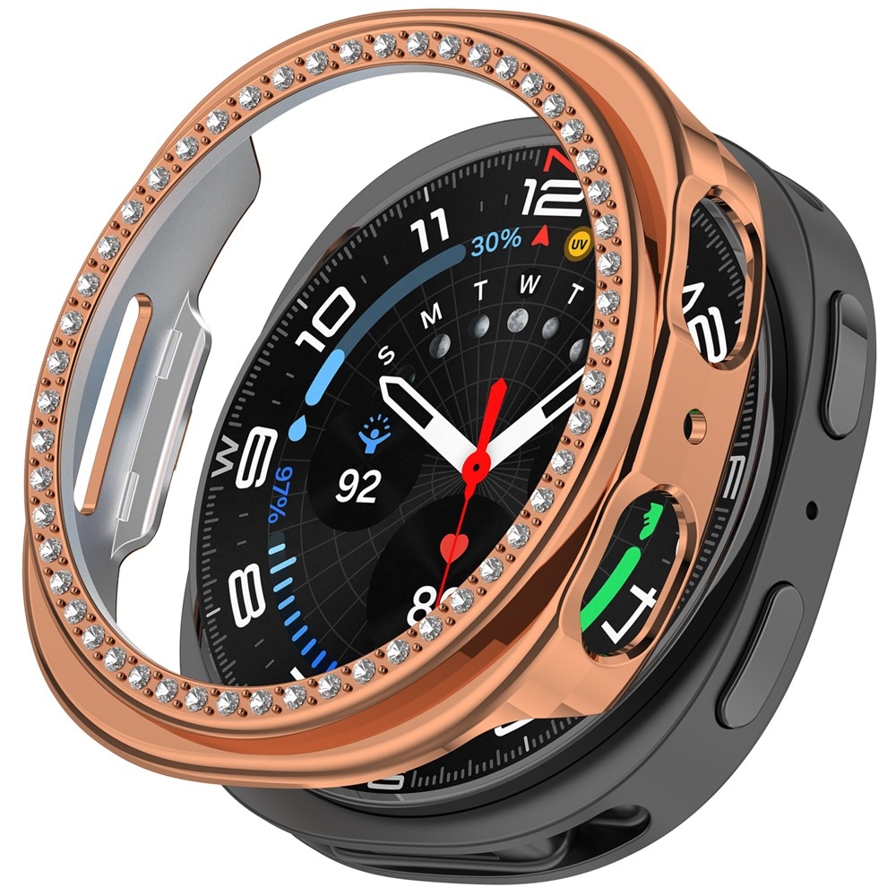 Decory műanyag, rácsatlakoztatható tok strasszokkal a Samsung Galaxy Watch9 40 mm-es modellhez – rózsaszín-arany
