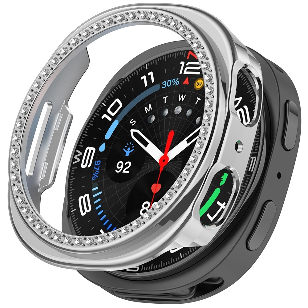 Decory műanyag, rácsatlakoztatható tok strasszokkal a Samsung Galaxy Watch9 40 mm-es modellhez – ezüst színű