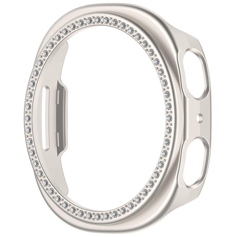 Decory műanyag, ráilleszthető tok strasszokkal a Samsung Galaxy Watch9 44 mm-es modellhez – bézs