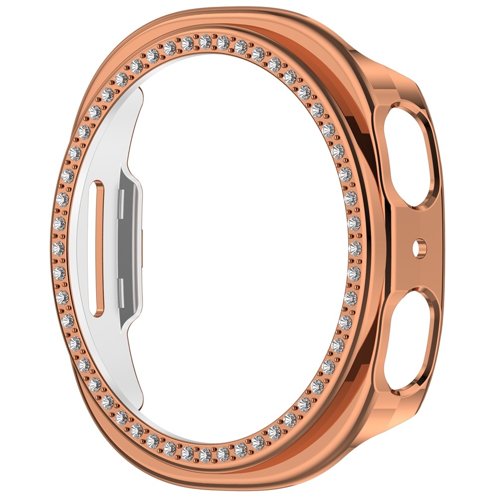 Decory műanyag, rácsatlakoztatható tok strasszokkal a Samsung Galaxy Watch9 44 mm-es modellhez – rózsaszín-arany