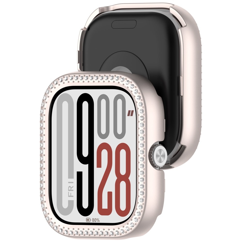 Decory műanyag, rácsatlakoztatható tok strasszokkal a Xiaomi Redmi Watch 5-hez – bézs