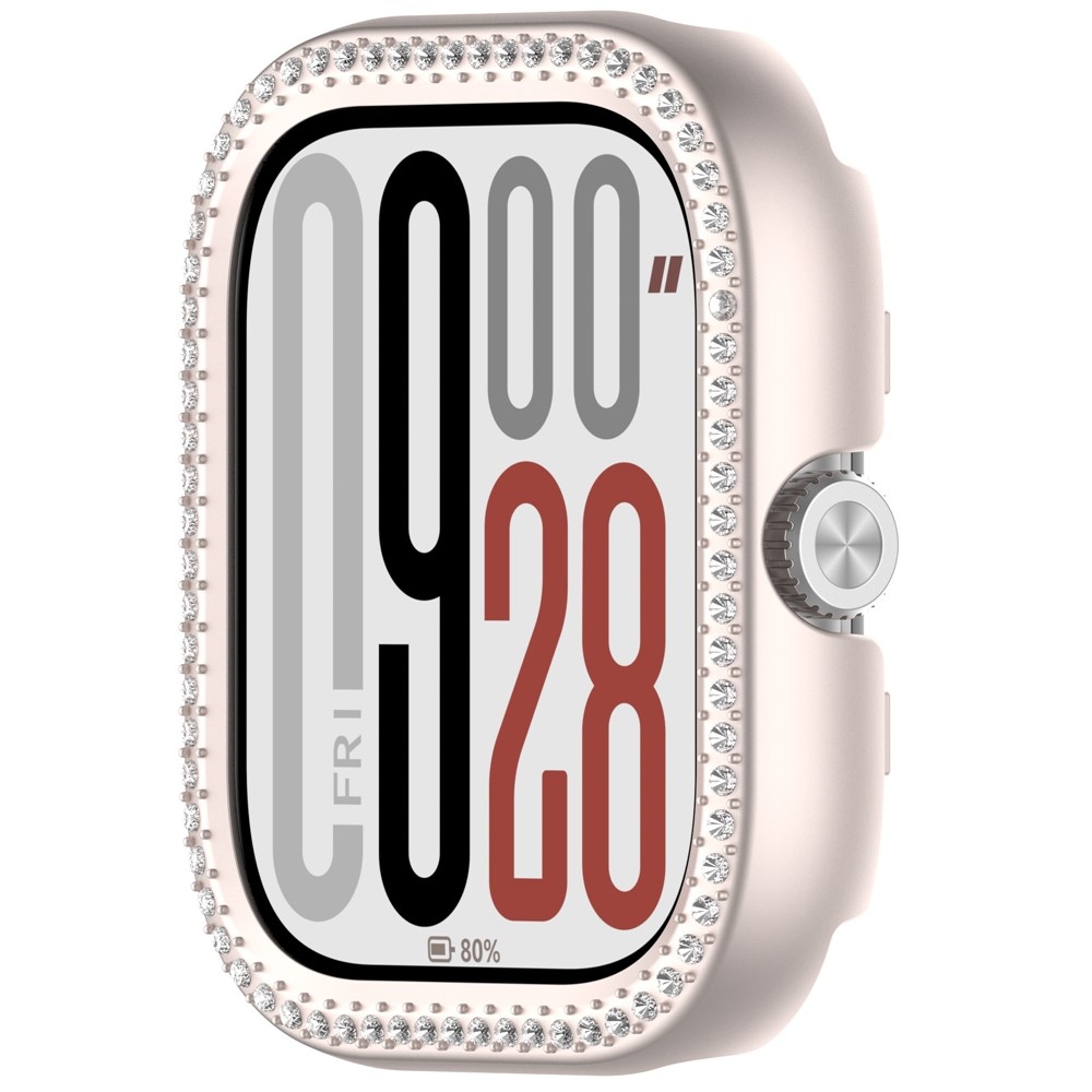 Decory műanyag, rácsatlakoztatható tok strasszokkal a Xiaomi Redmi Watch 5-hez – bézs