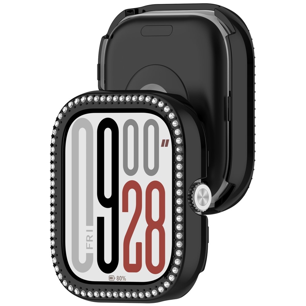 Decory műanyag, rácsatlakoztatható tok strasszokkal a Xiaomi Redmi Watch 5-hez – fekete
