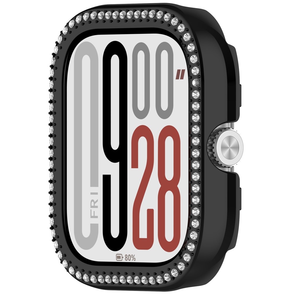 Decory műanyag, rácsatlakoztatható tok strasszokkal a Xiaomi Redmi Watch 5-hez – fekete