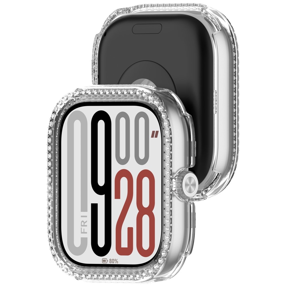Decory műanyag, rácsatlakoztatható tok strasszokkal a Xiaomi Redmi Watch 5-hez – átlátszó