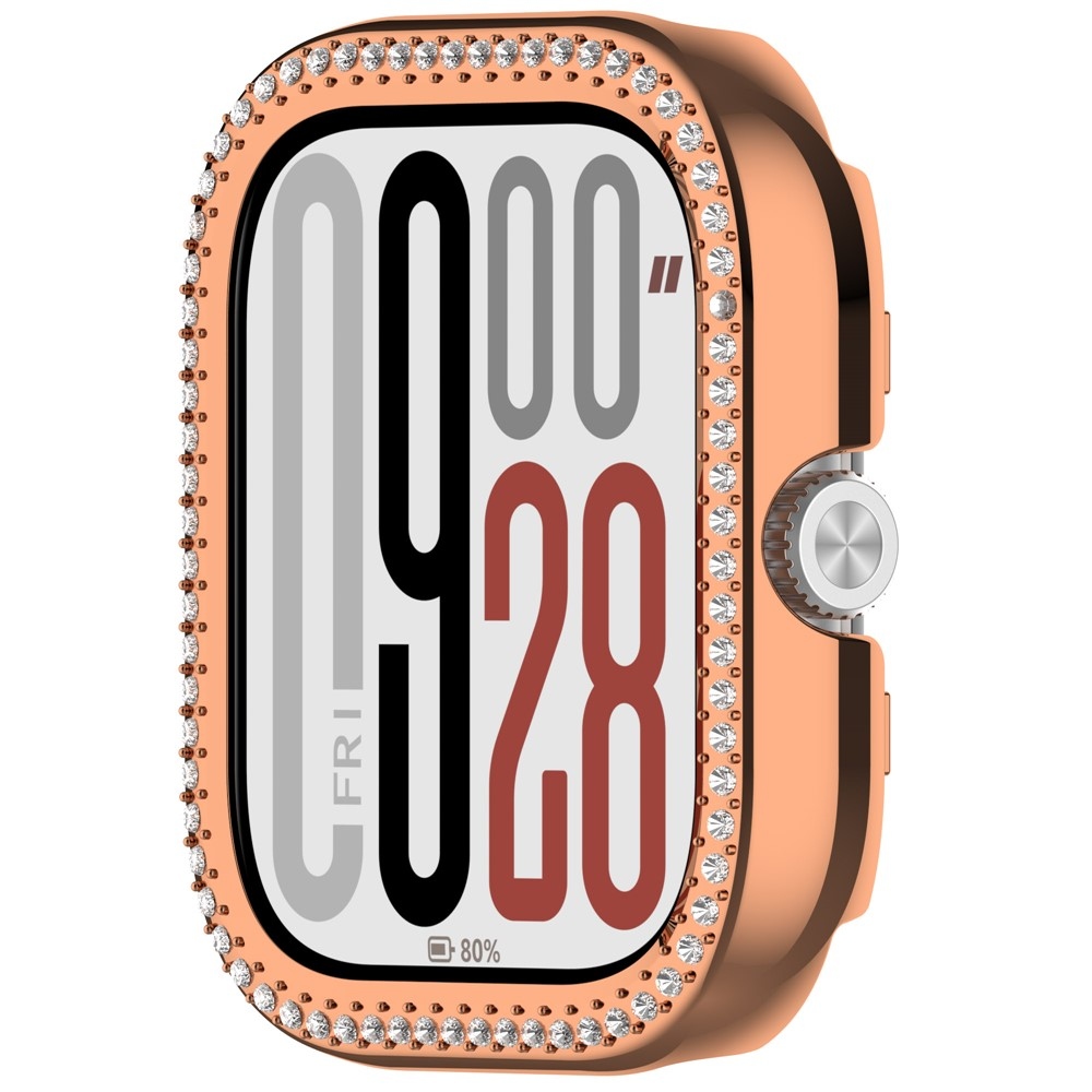 Decory műanyag, rácsatlakoztatható tok strasszokkal a Xiaomi Redmi Watch 5-hez – rózsaszín-arany