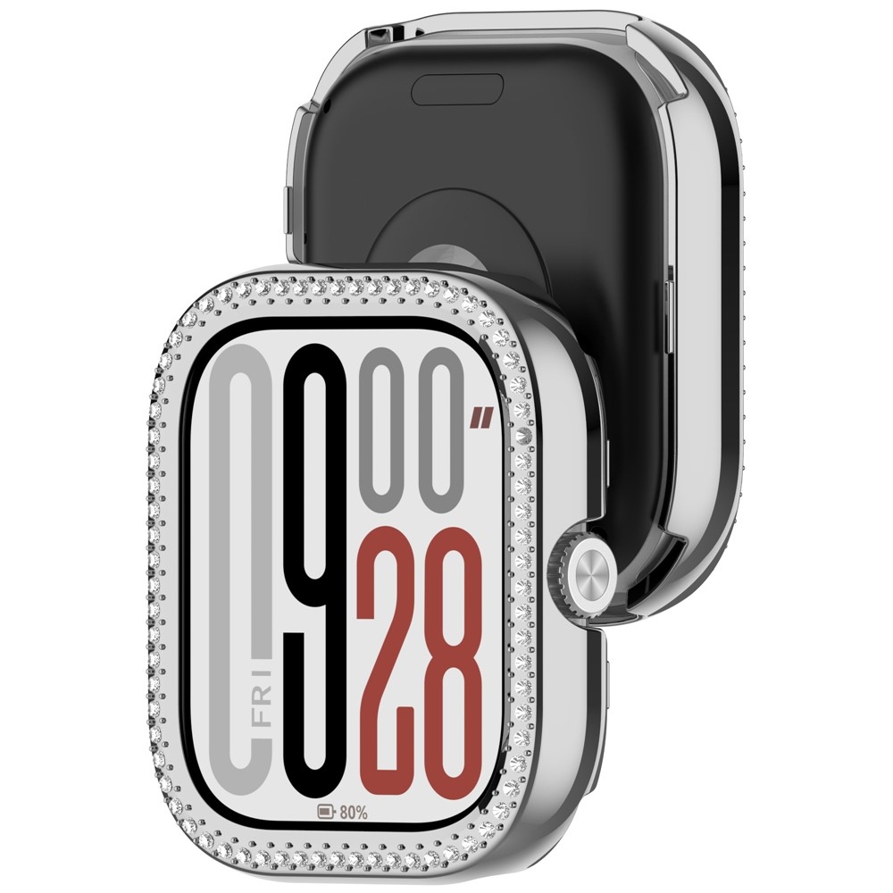 Decory műanyag, rácsatlakoztatható tok strasszokkal a Xiaomi Redmi Watch 5-hez – ezüst színű