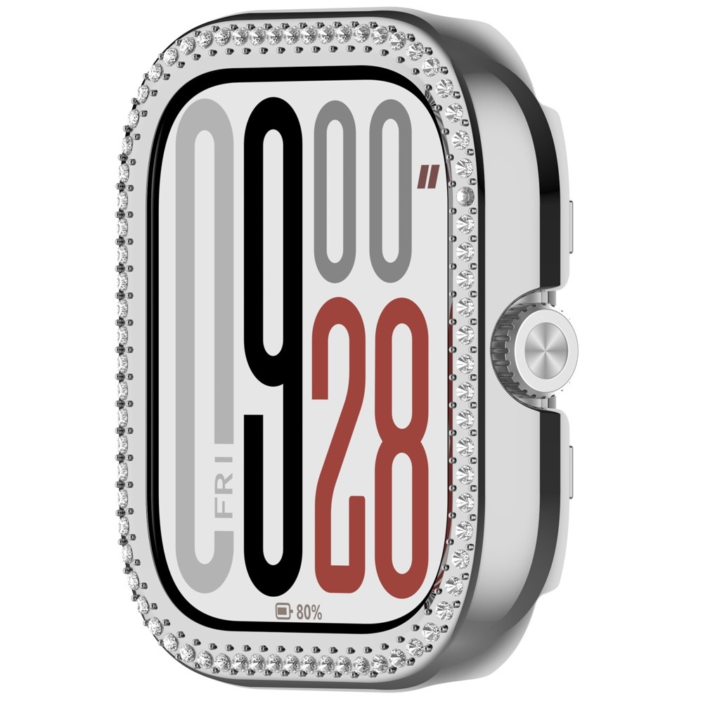 Decory műanyag, rácsatlakoztatható tok strasszokkal a Xiaomi Redmi Watch 5-hez – ezüst színű