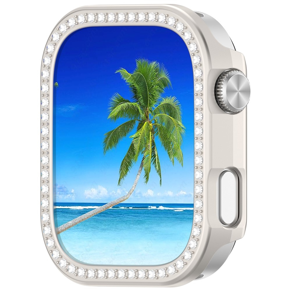 Decory műanyag, rácsatlakoztatható tok strasszokkal a Xiaomi Redmi Watch 6-hoz – bézs
