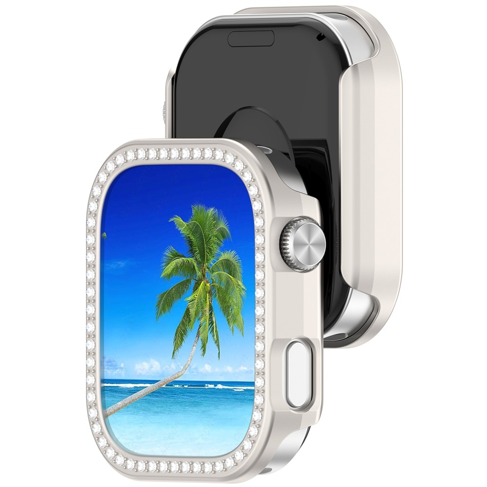 Decory műanyag, rácsatlakoztatható tok strasszokkal a Xiaomi Redmi Watch 6-hoz – bézs