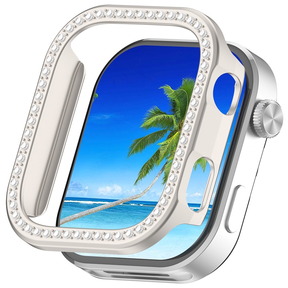Decory műanyag, rácsatlakoztatható tok strasszokkal a Xiaomi Redmi Watch 6-hoz – bézs
