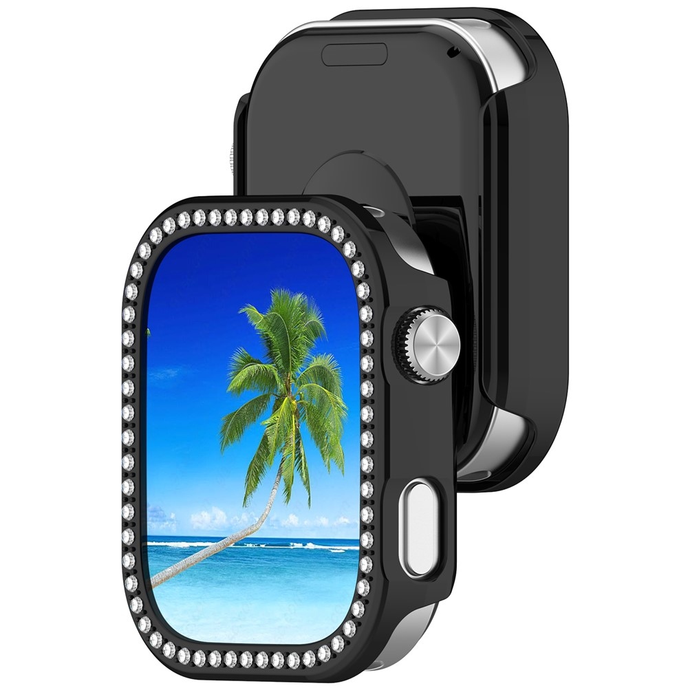 Decory műanyag, rácsatlakoztatható tok strasszokkal a Xiaomi Redmi Watch 6-hoz – fekete