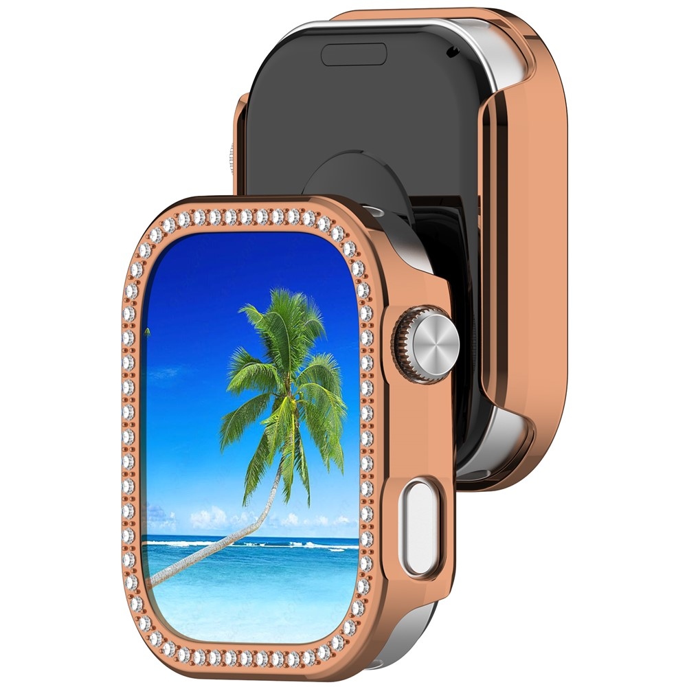 Decory műanyag, rácsatlakoztatható tok strasszokkal a Xiaomi Redmi Watch 6-hoz – rózsaszín-arany