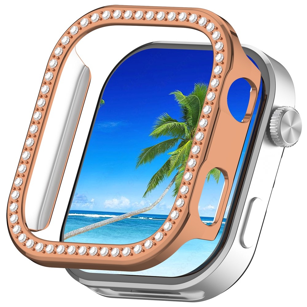 Decory műanyag, rácsatlakoztatható tok strasszokkal a Xiaomi Redmi Watch 6-hoz – rózsaszín-arany