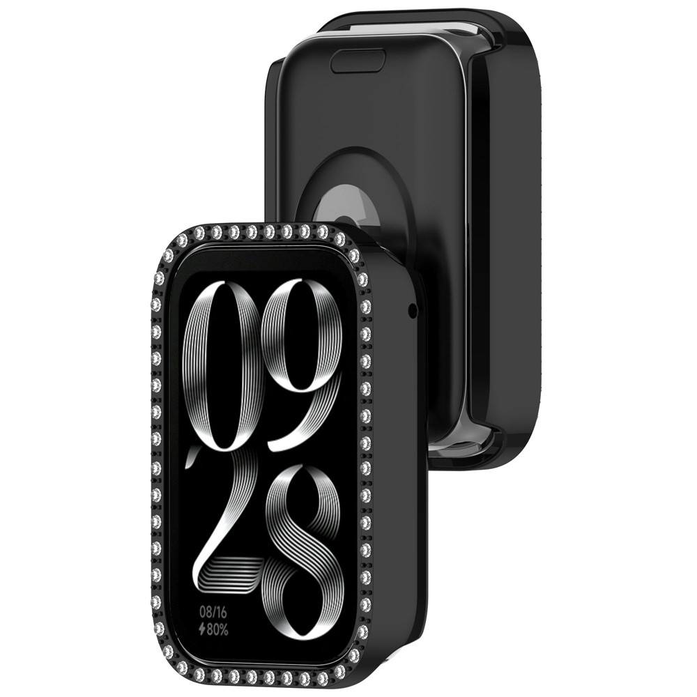 Decory műanyag, rácsatlakoztatható tok strasszokkal a Xiaomi Smart Band 10 Pro-hoz – fekete