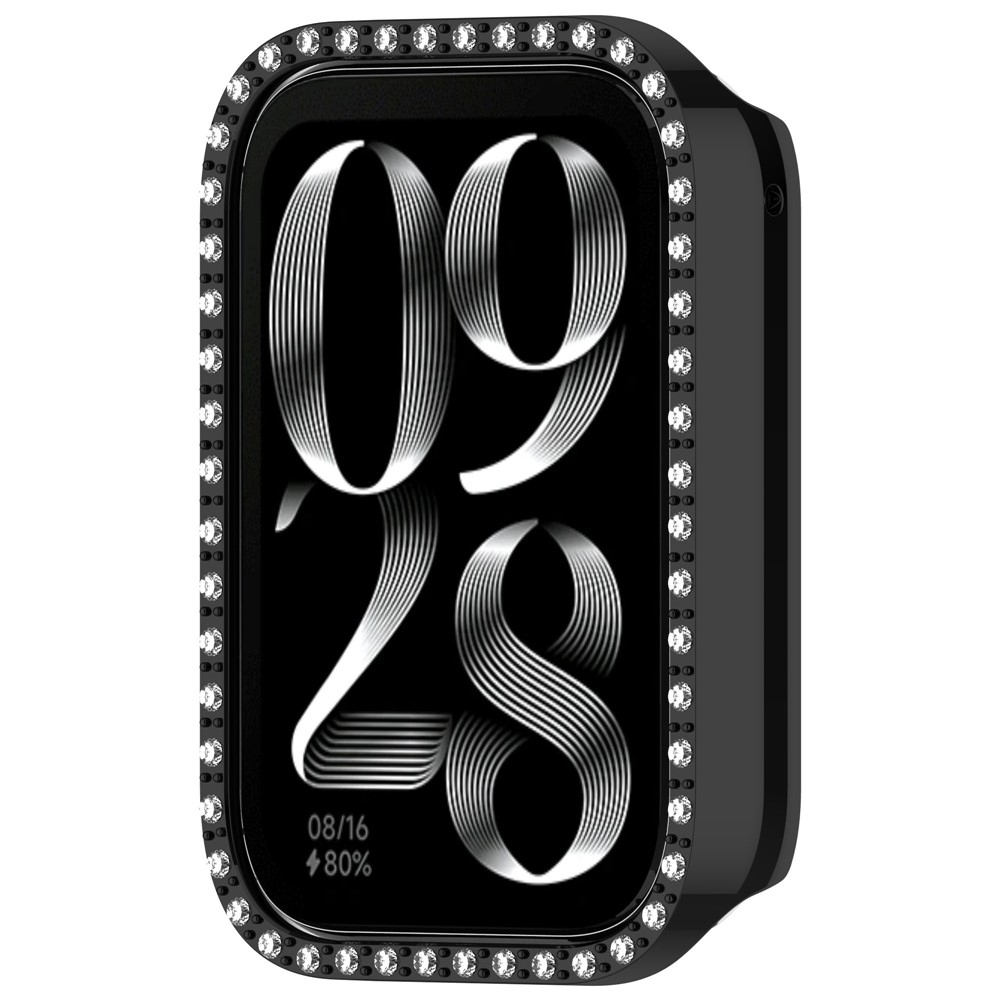 Decory műanyag, rácsatlakoztatható tok strasszokkal a Xiaomi Smart Band 10 Pro-hoz – fekete