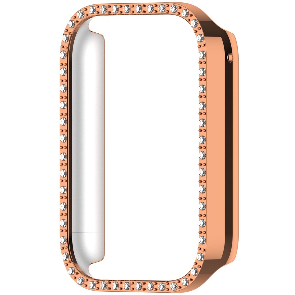 Decory műanyag, rácsatlakoztatható tok strasszokkal a Xiaomi Smart Band 8 Pro-hoz – rózsaszín-arany