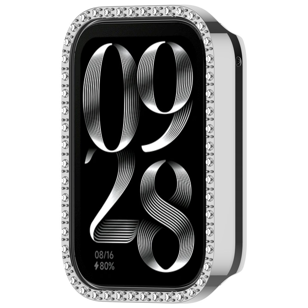 Decory műanyag, rácsatlakoztatható tok strasszokkal a Xiaomi Smart Band 8 Pro-hoz – ezüst színű