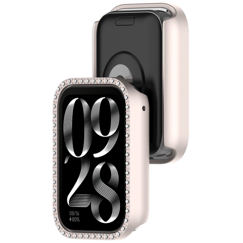 Decory műanyag, rácsatlakoztatható tok strasszokkal a Xiaomi Smart Band 9 Pro-hoz – bézs