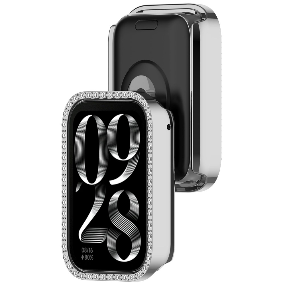 Decory műanyag, rácsatlakoztatható tok strasszokkal a Xiaomi Smart Band 9 Pro-hoz – ezüst színű