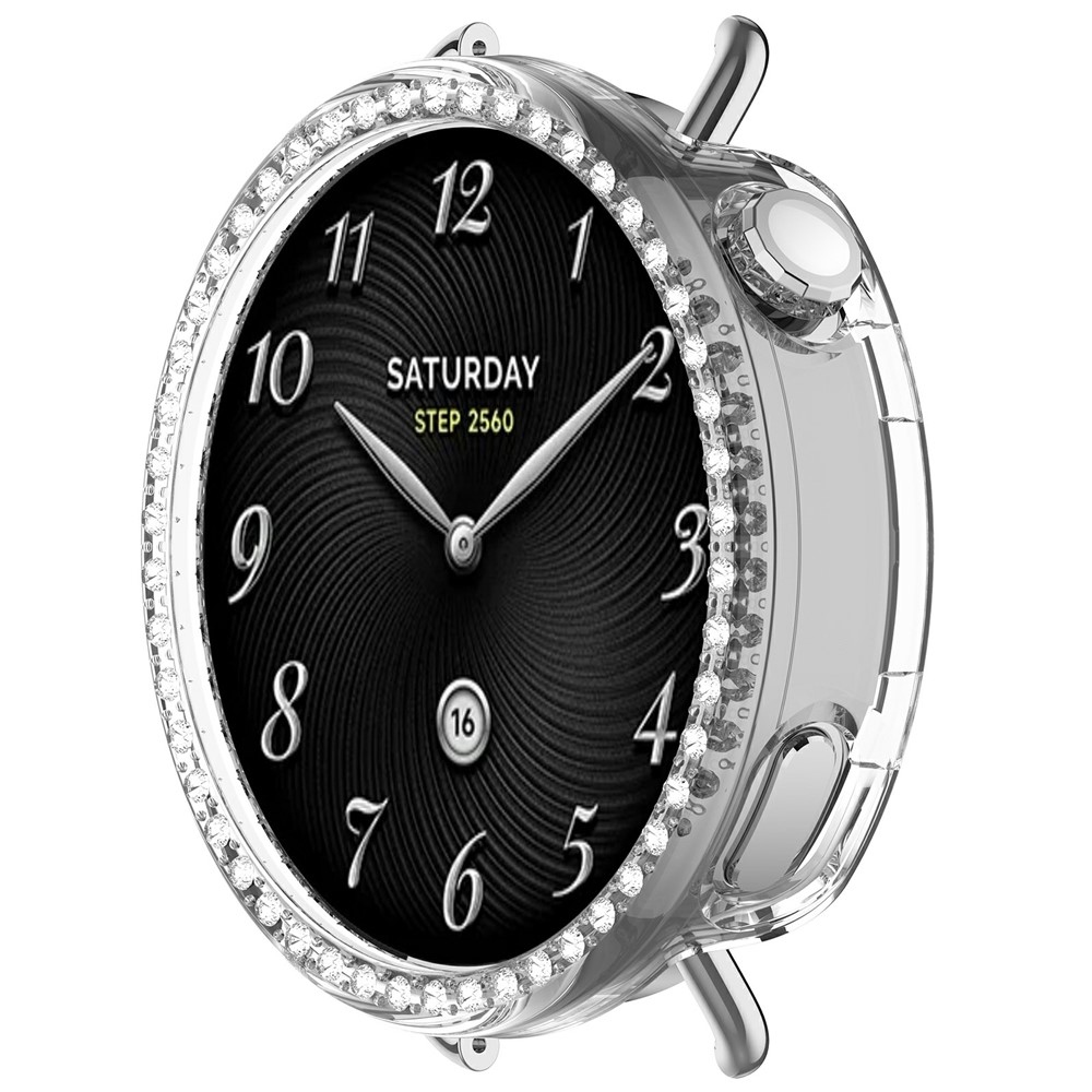 Decory műanyag, rácsatlakoztatható tok strasszokkal a Xiaomi Watch S4 41 mm-es modellhez – átlátszó