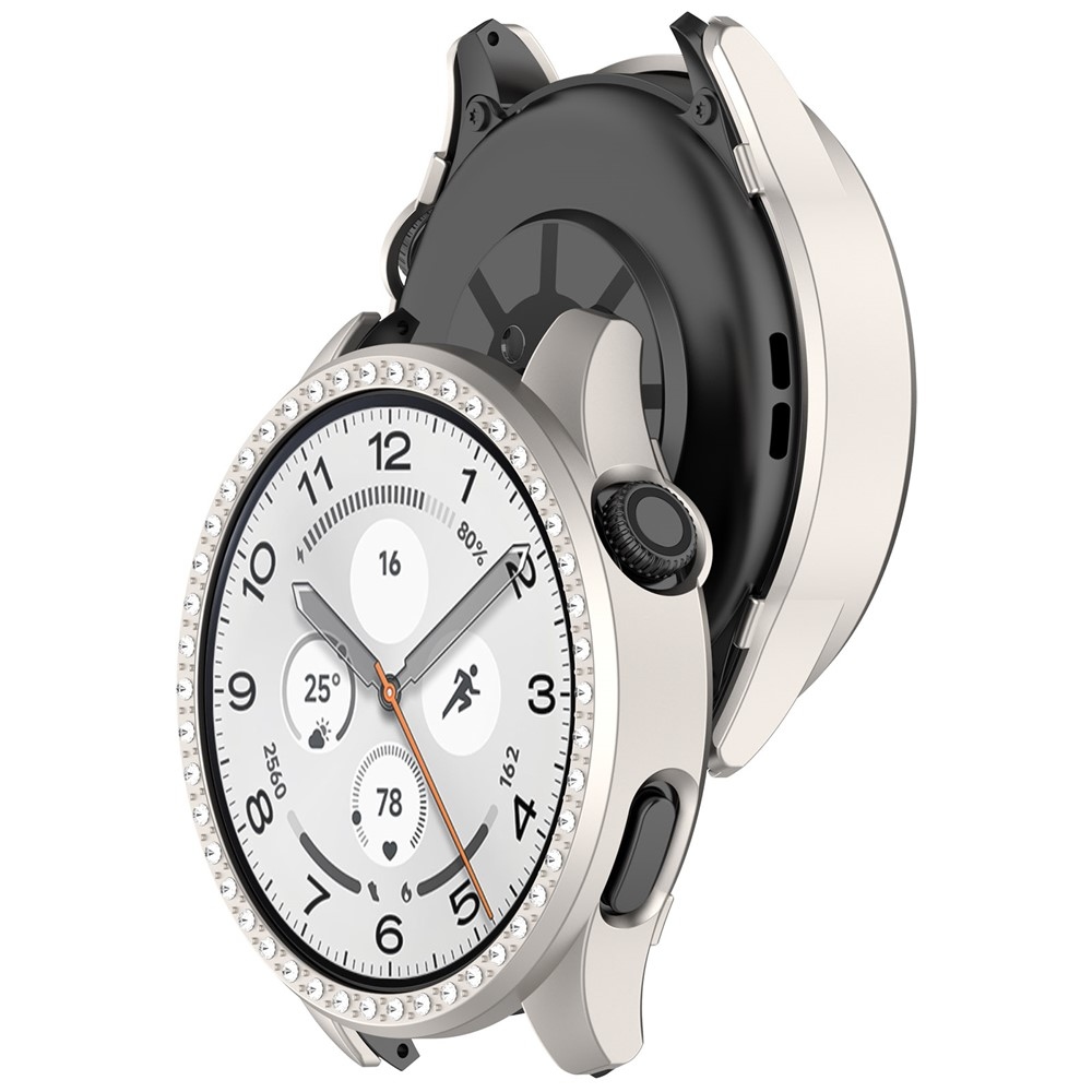 Decory műanyag, rácsatlakoztatható tok strasszokkal a Xiaomi Watch S5-hez – bézs