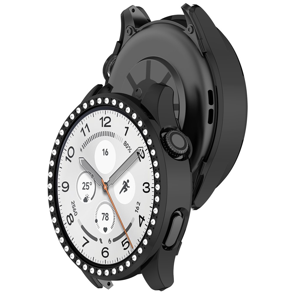 Decory műanyag, rácsatlakoztatható tok strasszokkal a Xiaomi Watch S5-hez – fekete
