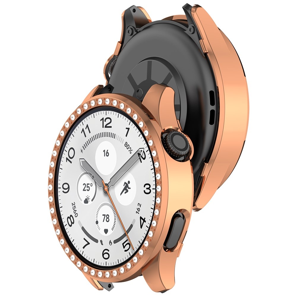 Decory műanyag, rácsatlakoztatható tok strasszokkal a Xiaomi Watch S5-hez – rózsaszín-arany