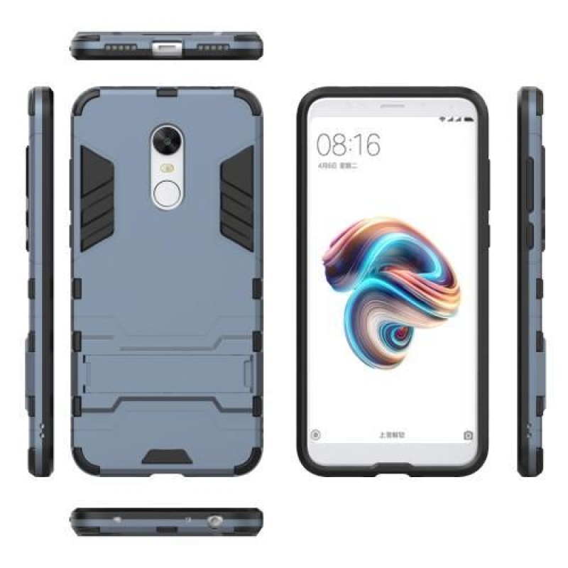 Defender hibrid tartós tok flip állvánnyal Xiaomi Redmi 5 készülékhez - kék-szürke