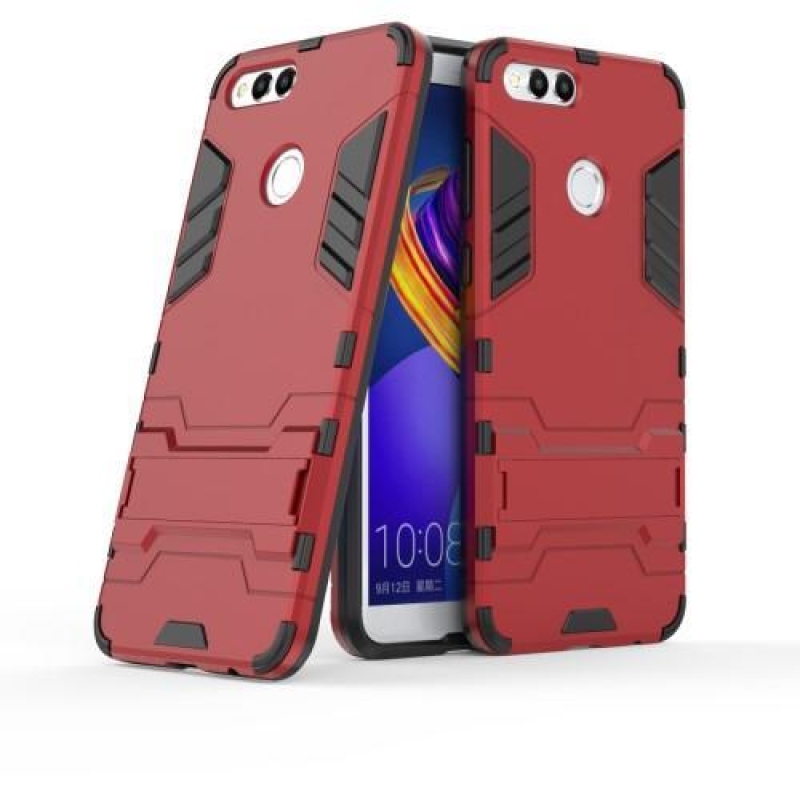 Defender tartós tok állvánnyal a Honor 7X-hez - piros színű