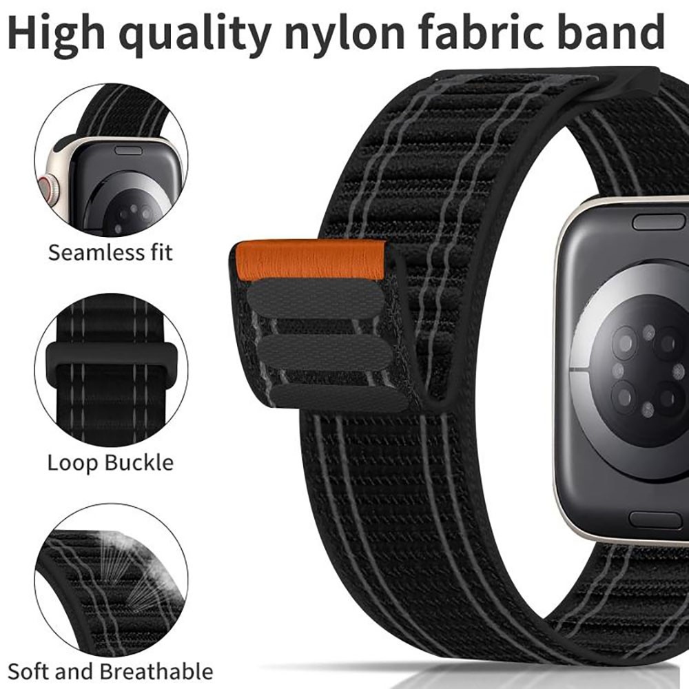 Delta nylon szíj az Apple Watch 12/11/10 42 mm-es és 9/8/7 41 mm-es modellekhez – fekete