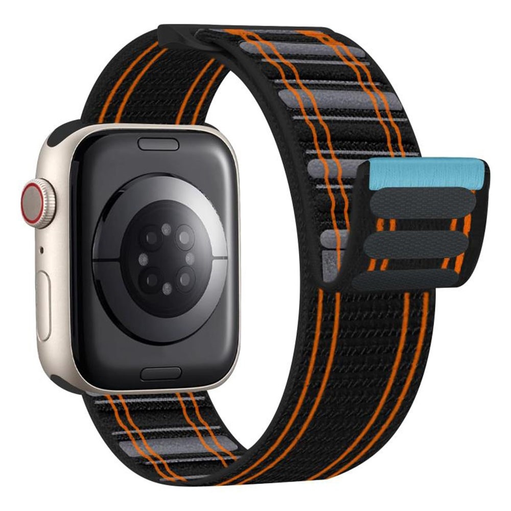 Delta nylon szíj az Apple Watch 12/11/10 42 mm-es és 9/8/7 41 mm-es modellekhez – fekete/narancssárga