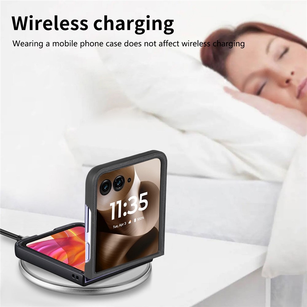 Denim műanyag borítás műbőrrel és MagSafe-rel a Motorola Razr 60 Ultra 5G készülékhez - fekete