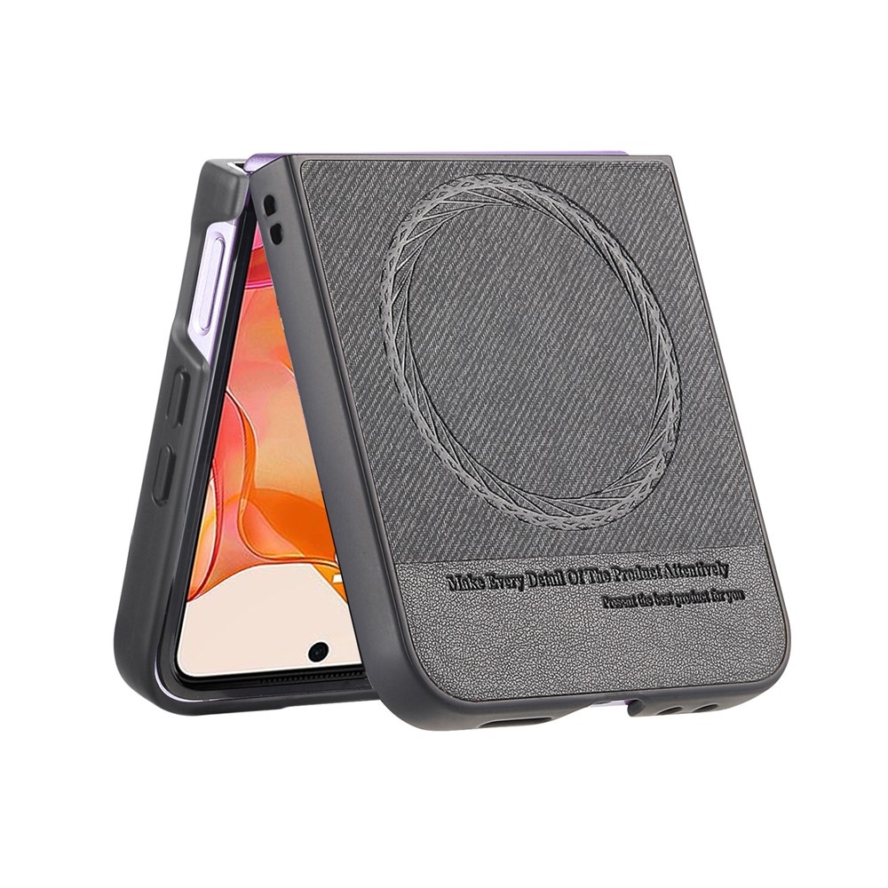 Denim műanyag borítás műbőrrel és MagSafe-rel a Motorola Razr 60 Ultra 5G készülékhez - fekete